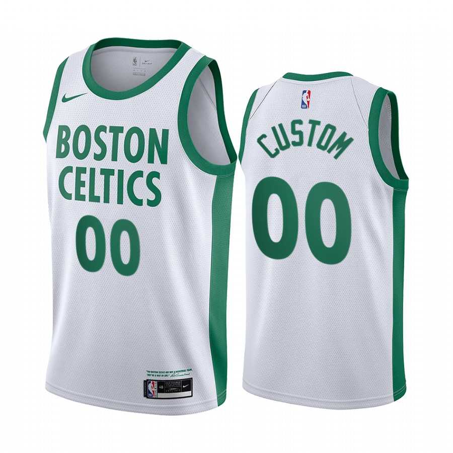 Men & Youth Customized Boston Celitcs Swingman White Nike 2020-21 City Edition Jersey